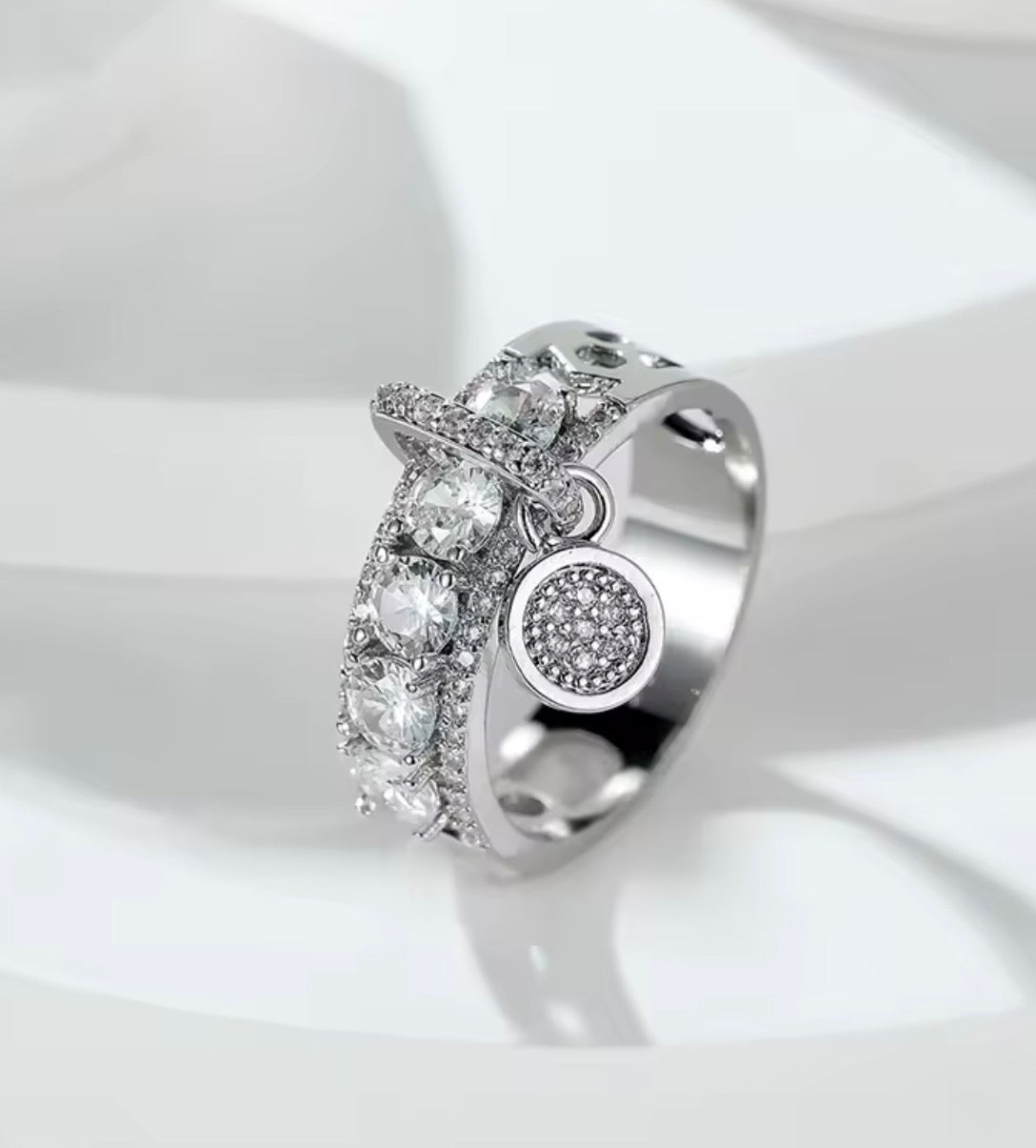 Crystal Dangle Charm Rings