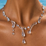 Clear Waterdrop Statement Necklace