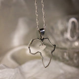 Africa Map Heart Silver Necklace - KIONII