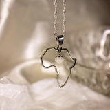 Africa Map Heart Silver Necklace - KIONII