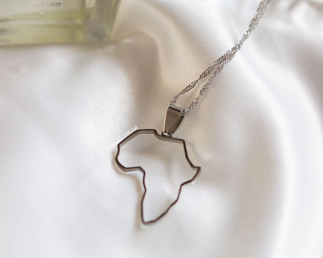Africa Kisi Outline Necklace (Silver) - KIONII