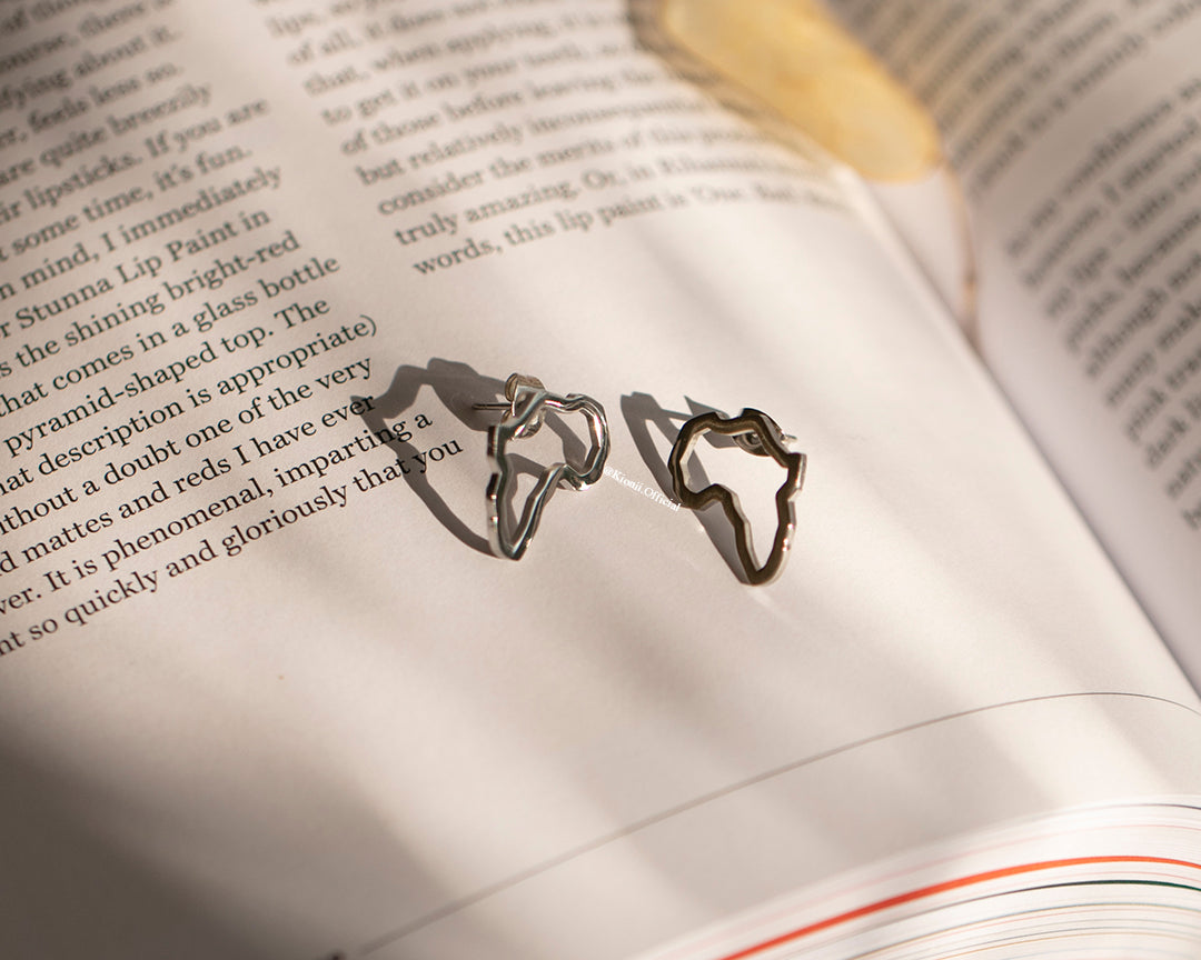 Africa Outline Silver Studs - KIONII