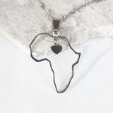 Africa Map Heart Silver Necklace - KIONII