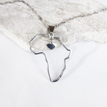 Africa Map Heart Silver Necklace - KIONII