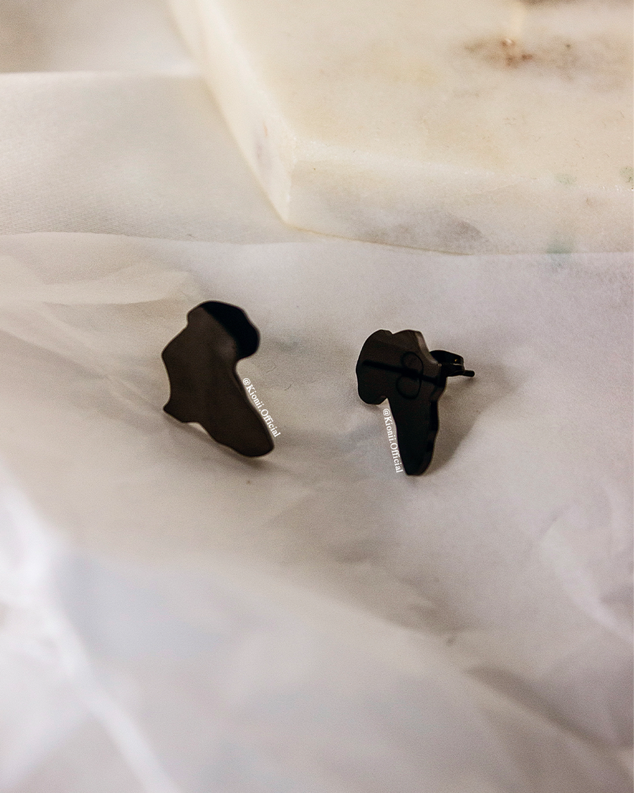 Africa Men Studs (Black) - KIONII
