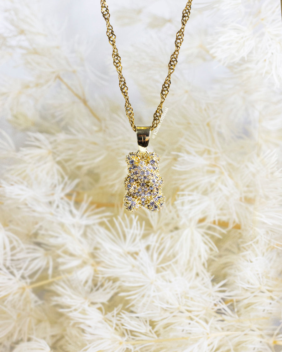 Crystal Teddy Necklace (Gold)