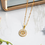 Crystal Initial Gold Necklace - KIONII