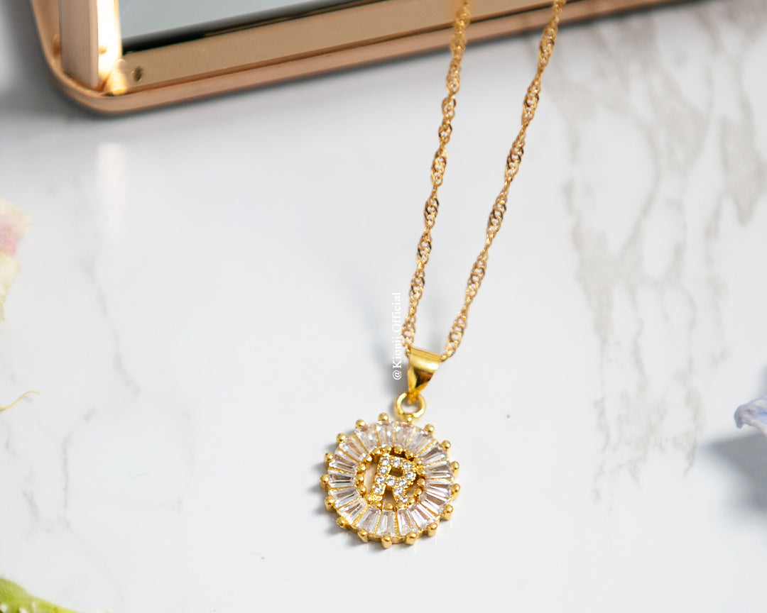 Crystal Initial Gold Necklace - KIONII