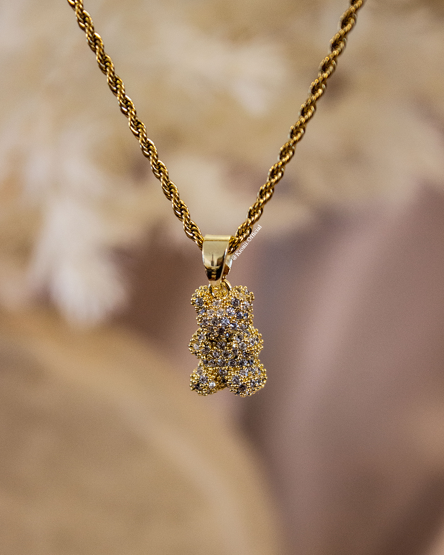 Crystal Teddy Necklace (Gold)