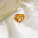 Initial Gold Chunky Ring - KIONII