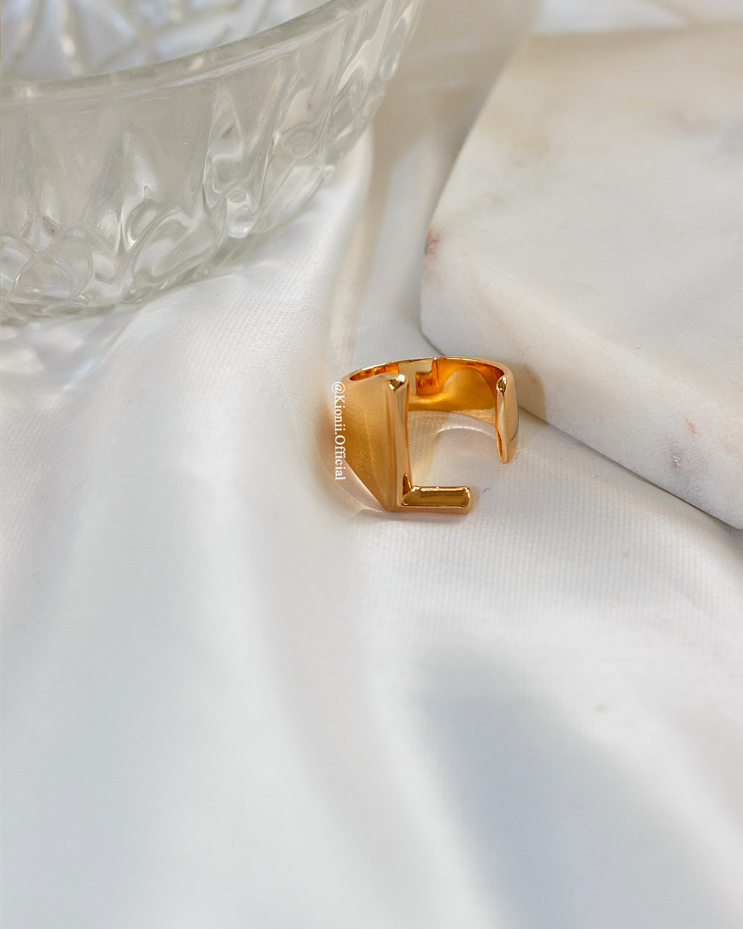 Initial Gold Chunky Ring - KIONII
