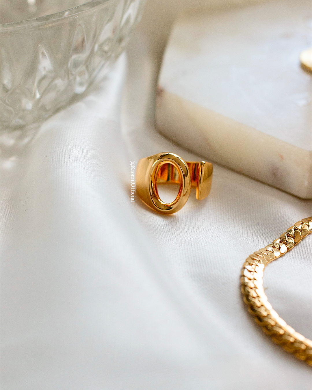 Initial Gold Chunky Ring - KIONII