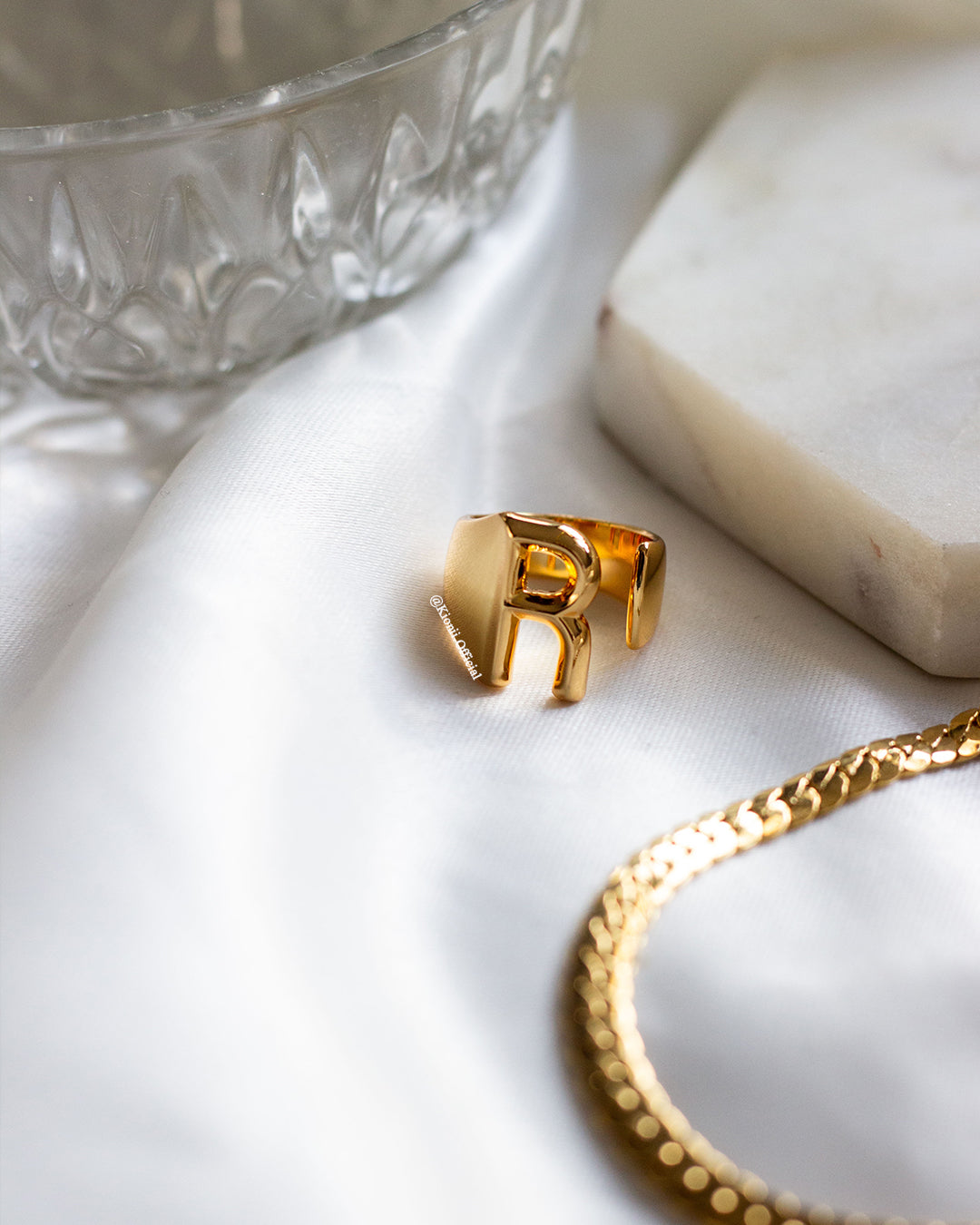 Initial Gold Chunky Ring - KIONII