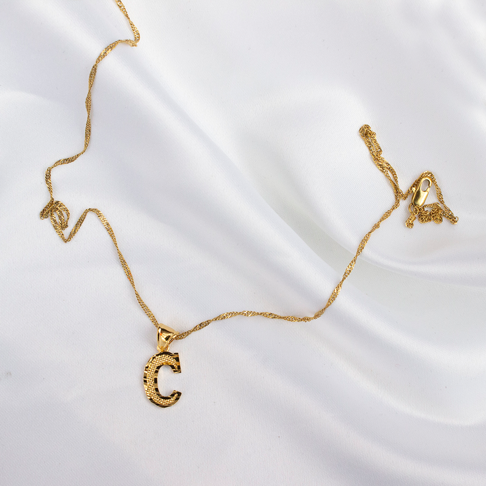 Initial Pendant Gold Plated Necklace - KIONII