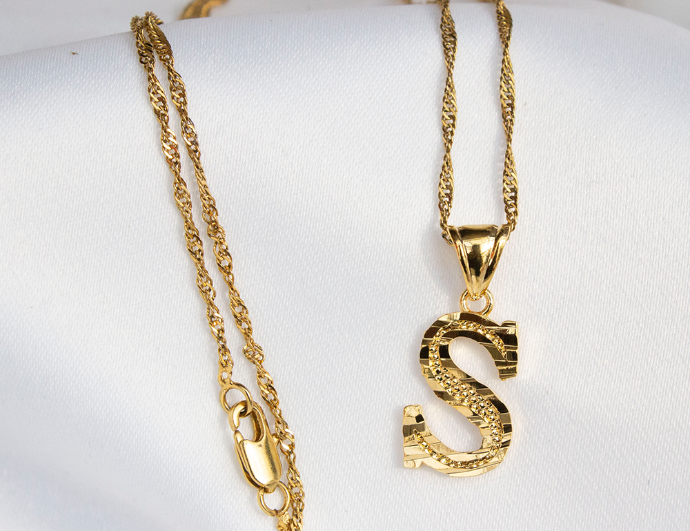 Initial Pendant Gold Plated Necklace - KIONII