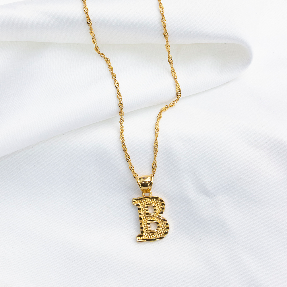 Initial Pendant Gold Plated Necklace - KIONII