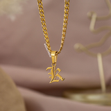 Old English Initial Pendant Necklace