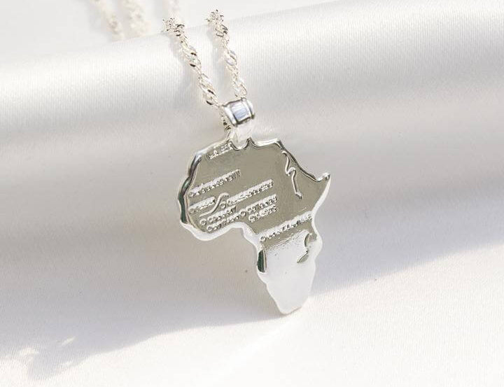 African Map Necklace (Silver) - KIONII