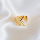 Initial Gold Chunky Ring - KIONII